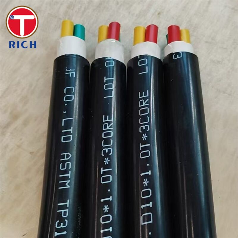 Tubos sem costura de aço inoxidável multi-núcleo com revestimento de plástico para construção naval, de qualidade 304L/316L/Duplex 2205 e técnicas de tração a frio/rolhamento a quente