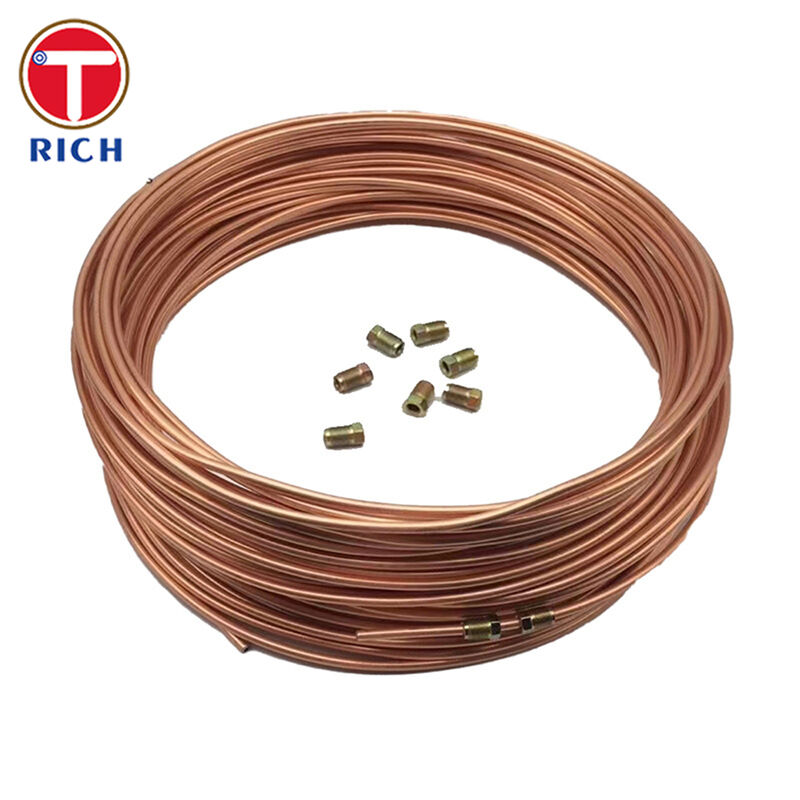 SAE J527 Tubos de cobre com diâmetro externo de 4,76-12,7 mm para aplicações de linha de travagem