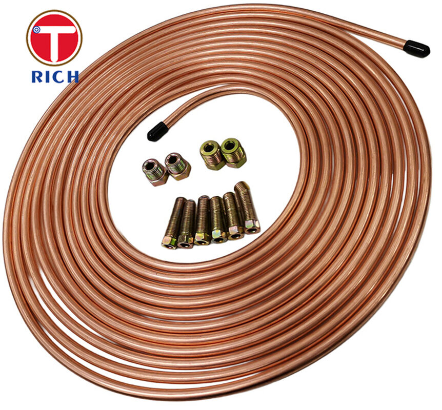 SAE J527 Tubos de cobre com diâmetro externo de 4,76-12,7 mm para aplicações de linha de travagem